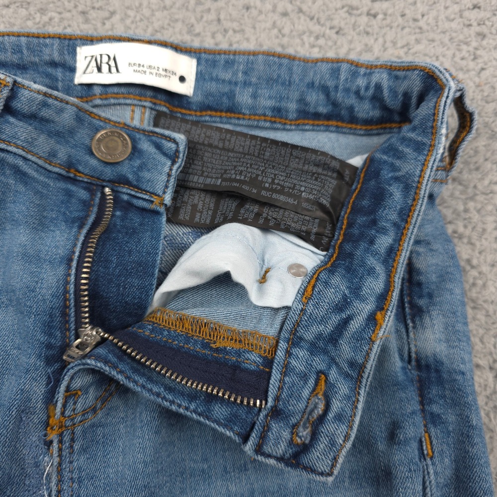 Zara‎ Womens Size 2 Light Wash Distressed Skinny Jeans Denim Casual - Picture 3 of 10